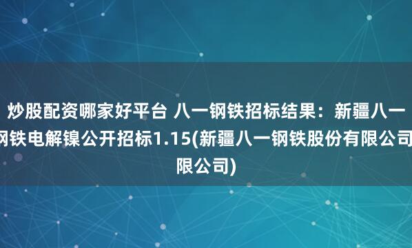 炒股配资哪家好平台 八一钢铁招标结果：新疆八一钢铁电解镍公开招标1.15(新疆八一钢铁股份有限公司)