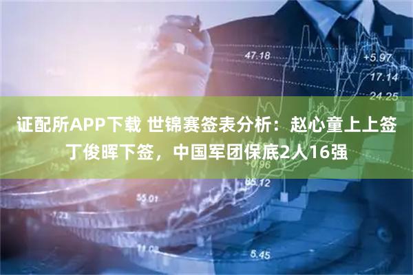 证配所APP下载 世锦赛签表分析：赵心童上上签丁俊晖下签，中国军团保底2人16强